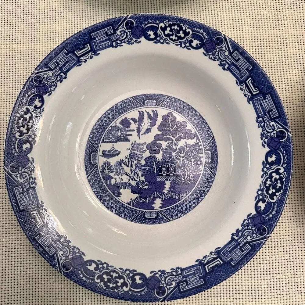 Royal Cuthbertson Vintage Blue‎ Willow Pattern Set of 4 Cereal Soup Bowl NEW